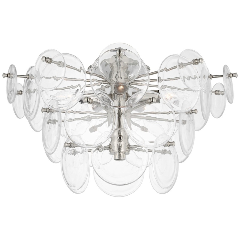 LED Flush Mount from the Loire Collection in Polished Nickel Finish by Visual Comfort Signature