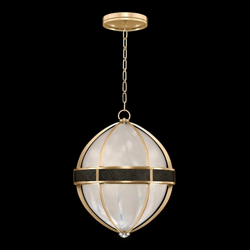 Mirage 18.75″W Round Pendant Gold Leaf/Nickel/Black Knight