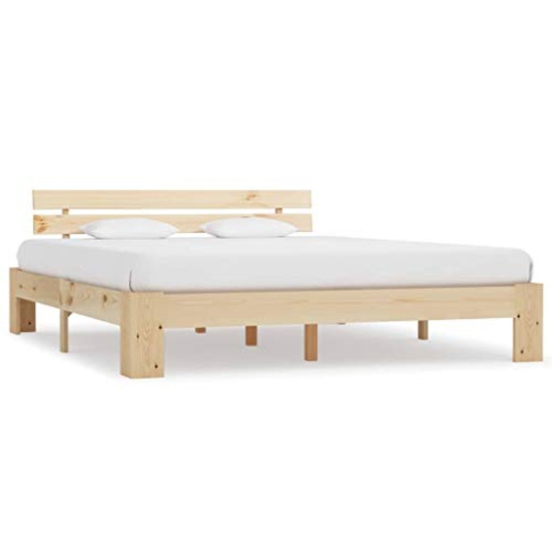 BIGTO – Struttura per letto in legno di pino massiccio, per camera da letto, stile C, 160 x 200 cm, colore: Naturale