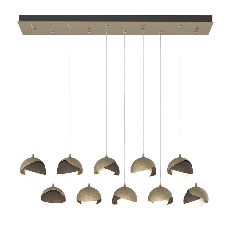 Brooklyn 10-Light Double Shade Pendant Soft Gold Bronze