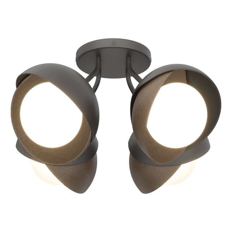 Brooklyn 4-Light Double Shade Semi-Flush Sterling Black