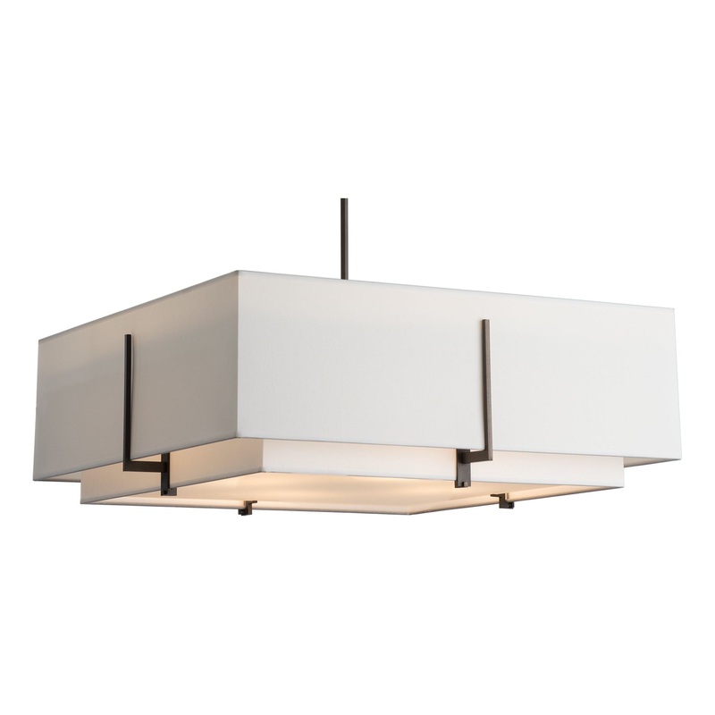 Exos Square Large Double Shade Pendant Dark Smoke Natural Anna Inner Shade & Natural Anna Outer Shade