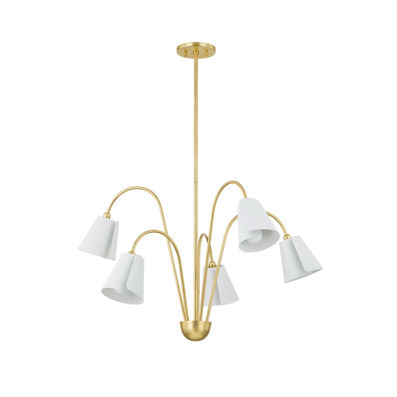 Five Light Chandelier from the Lila Collection in Gold Leaf/Textured On White Combo Finish by Mitzi