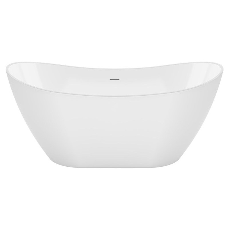Freestanding Tub Mirella 60 x 29 Inch Soaker White Center Drain Oval