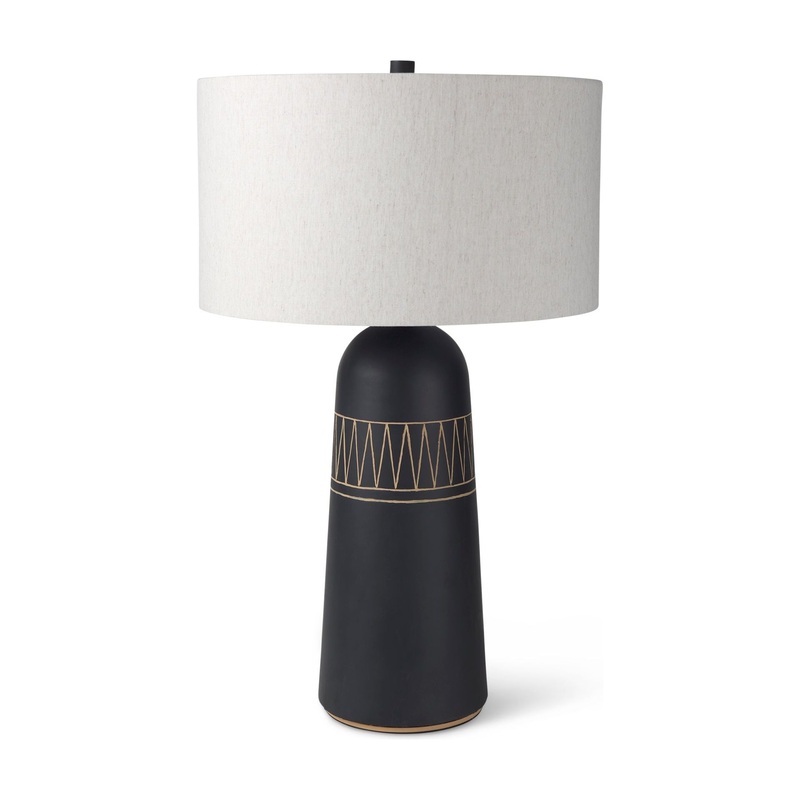 Javier Table Lamp Black Base | Cream Shade
