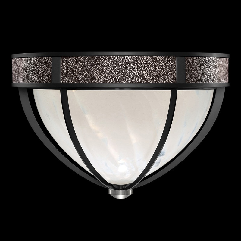 Mirage 18.75″W Round Flush Mount Black Iron/Nickel/Pebble