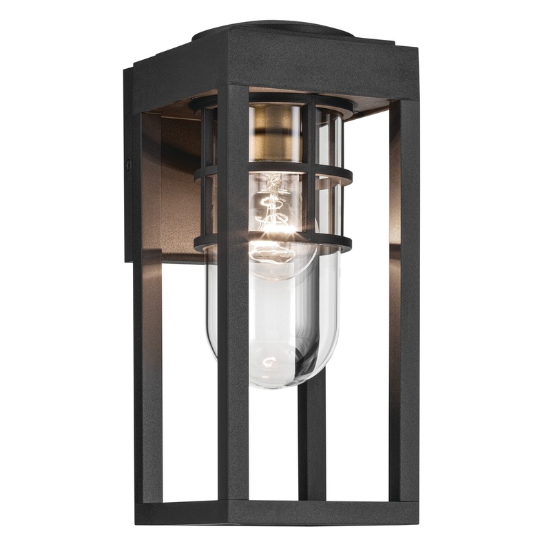 One Light Outdoor Wall Mount from the Hone Collection in Textured Black Finish by Kichler