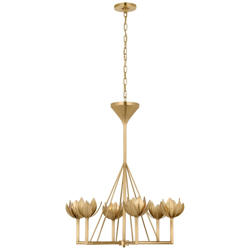 Six Light Chandelier from the Alberto Collection in Antique-Burnished Brass Finish by Visual Comfort Signature