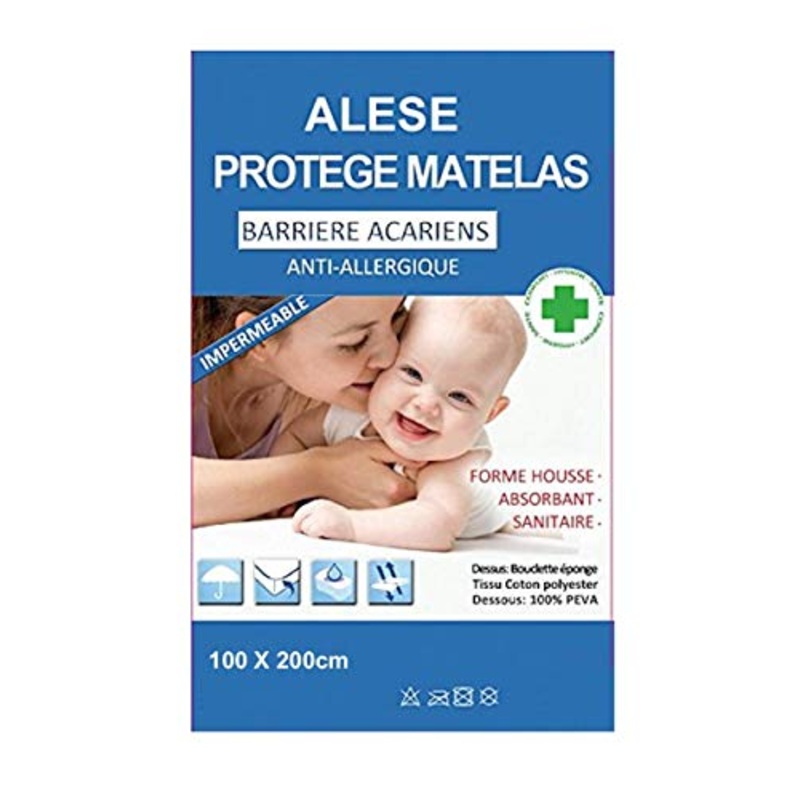 Telo coprimaterasso impermeabile 60-90-140-160-180cm antiacaro anallergico, 2fodere 63 x 63cm , 160 x 200