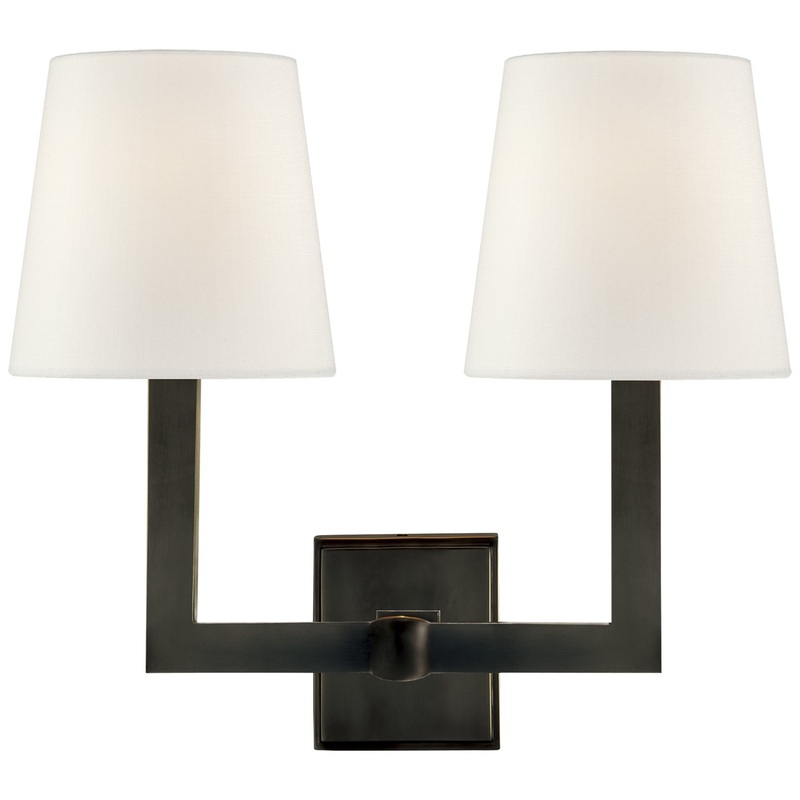 Two Light Wall Sconce from the Square Tube Collection in Bronze Finish by Visual Comfort Signature