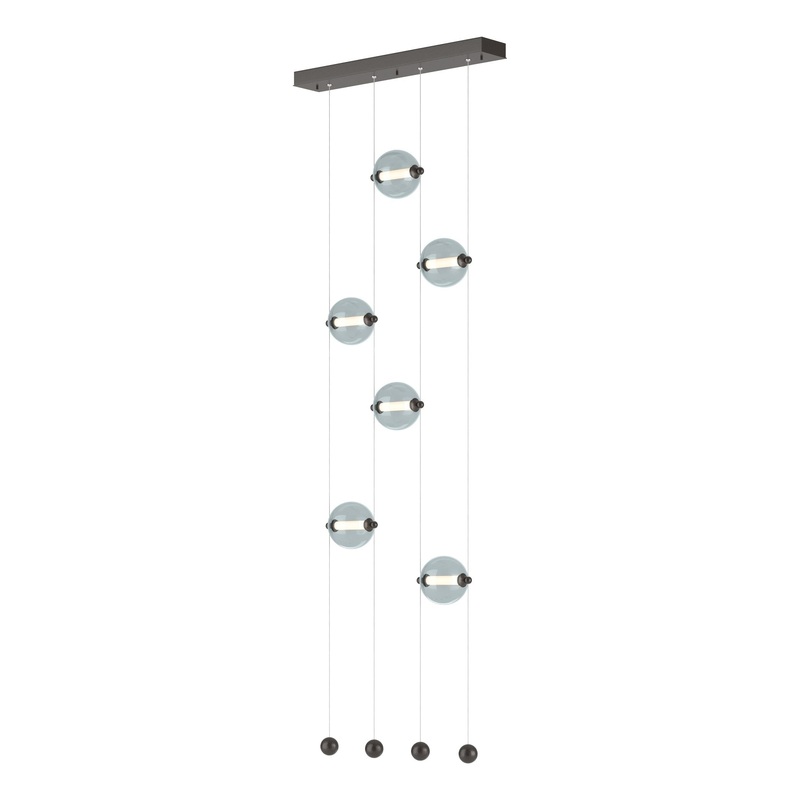 Abacus 6-Light Ceiling-to-Floor LED Pendant Oil Rubbed Bronze Cool Grey Glass (YL)