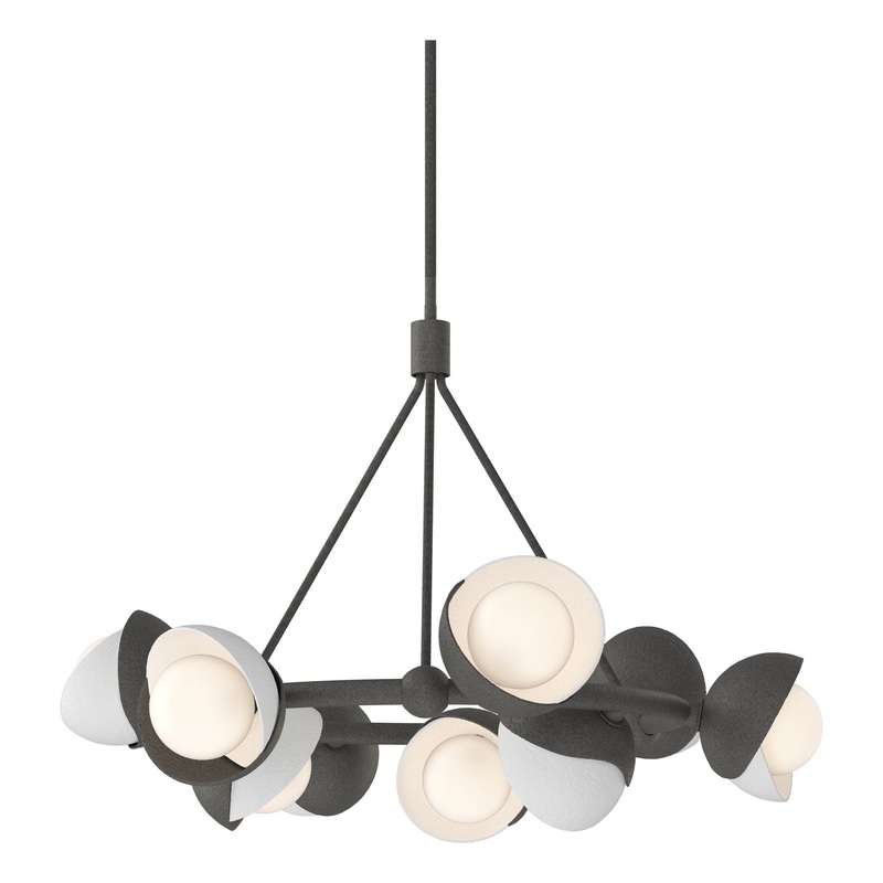 Brooklyn 9-Light Double Shade Ring Pendant Natural Iron White