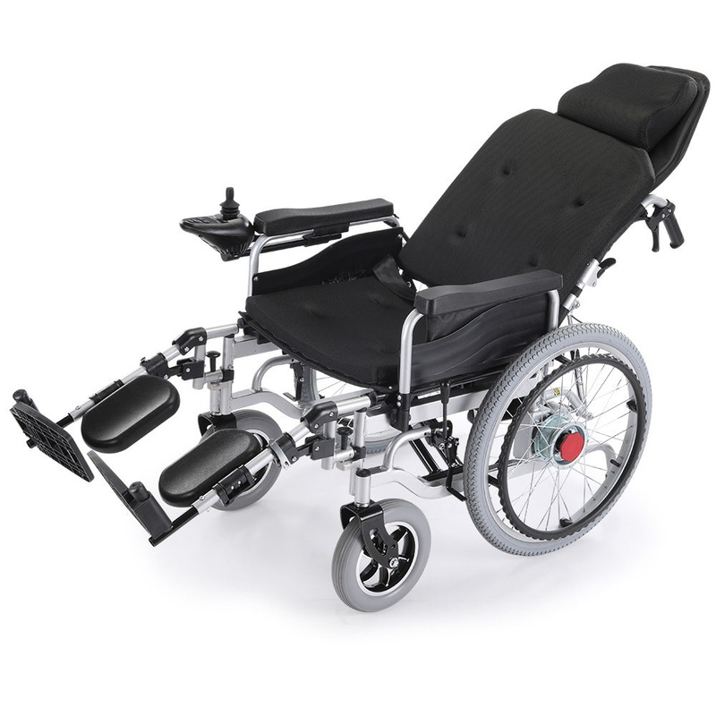 EQUIPMED Power Electric Wheelchair, XL Wide Bariatric Chair Seat, Long Range, Airline Approved, Recline Adjustment, Lithium Battery, 22″ Wheels, Headrest, Black
