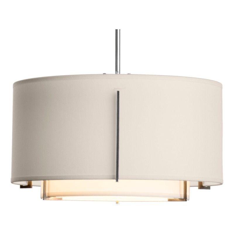 Exos Small Double Shade Pendant Sterling Natural Anna Inner Shade & Flax Outer Shade