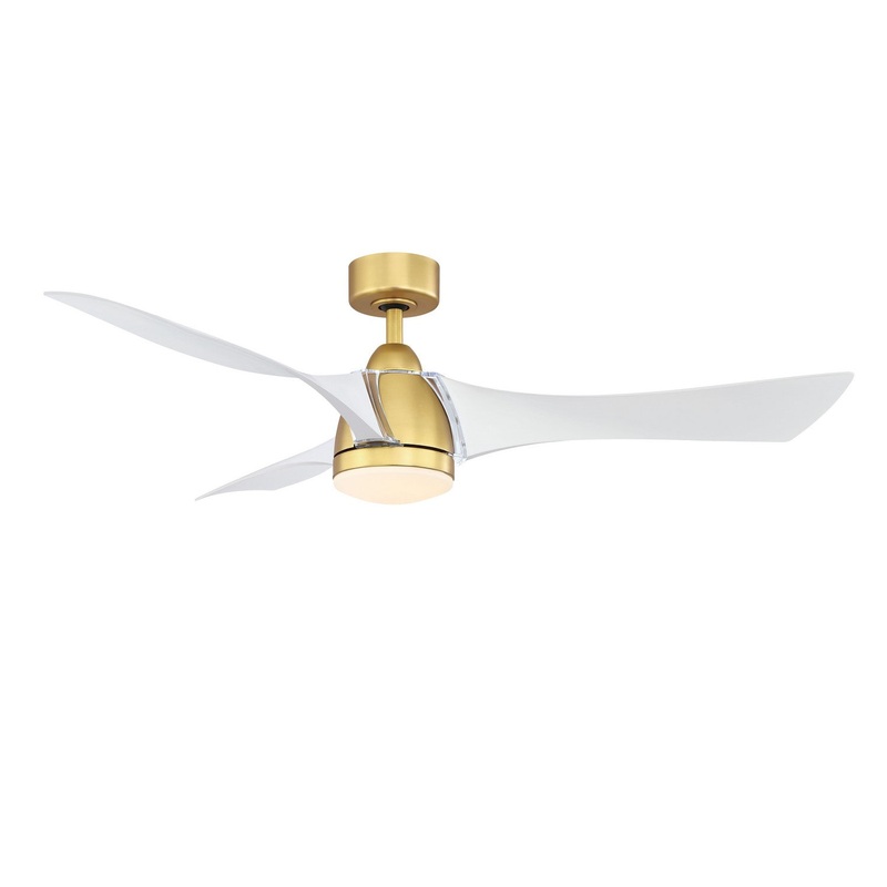 Fanimation FPD6858BSMW Klear 56″ Ceiling Fan Brushed Satin Brass