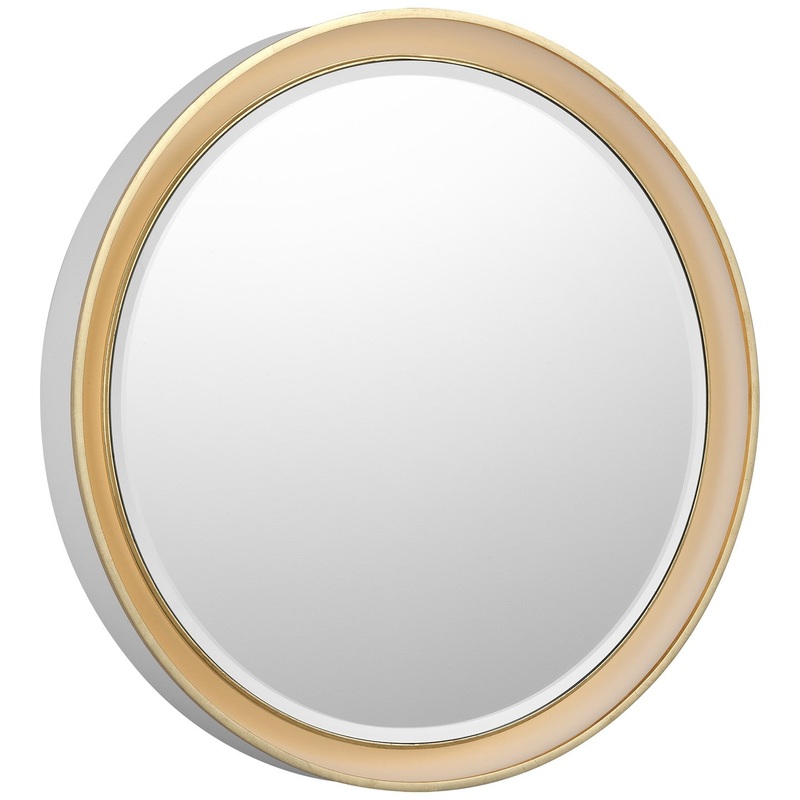LED Mirror from the Tricia Collection in Matte White and Gild Finish by Visual Comfort Signature