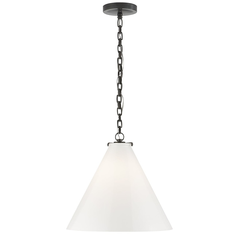 One Light Pendant from the Katie Conical Collection in Bronze Finish by Visual Comfort Signature