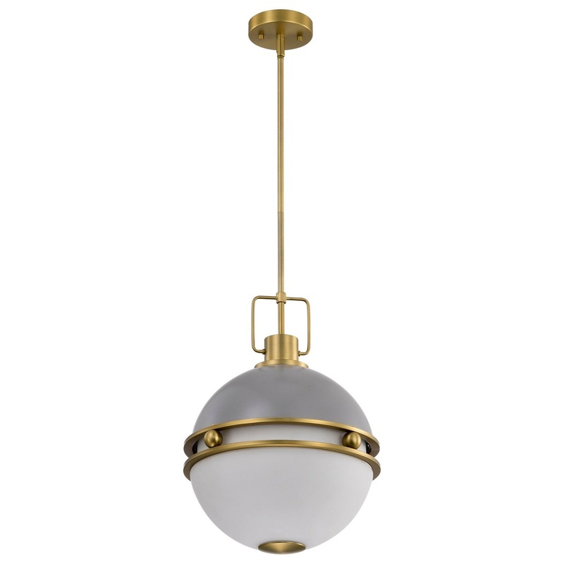Two Light Pendant from the Everton Collection in Matte Gray Finish by Nuvo Lighting