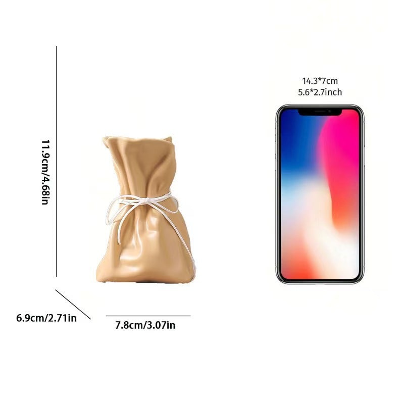 Yellow And White Chic Money Bag Inspired Vase – Modern Resin Decorative Flower Holder & Tabletop Accent(Use the mobile phone as a reference for size)