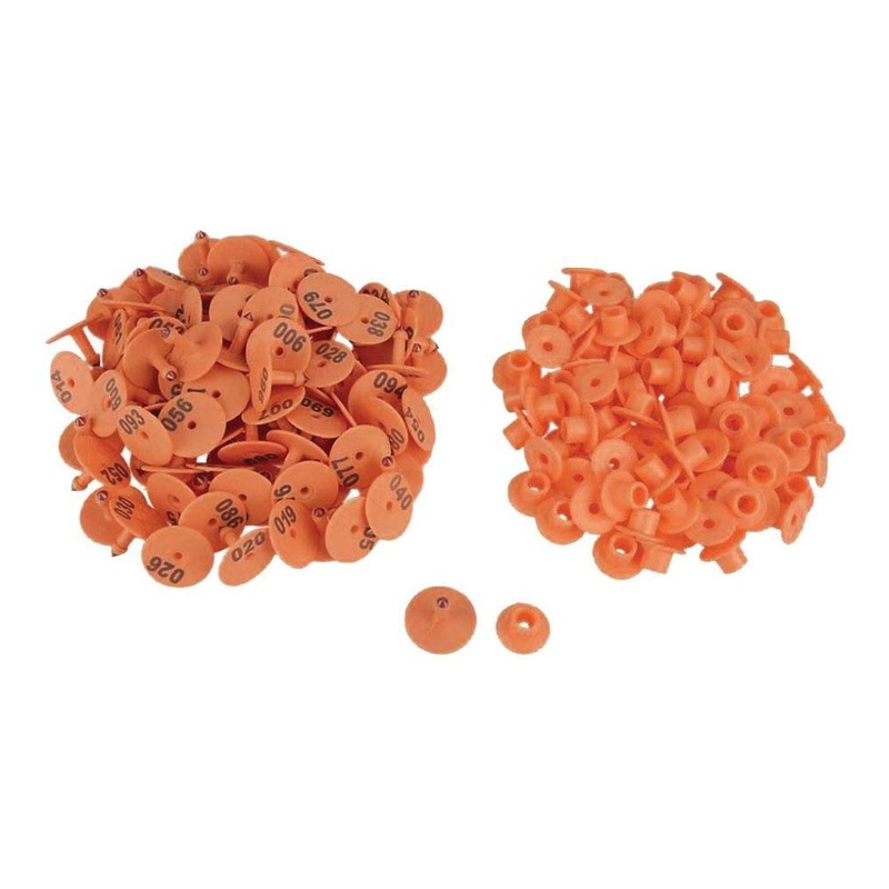 1-100 Cattle Number Ear Tag Set – Round Orange Pig Sheep Goat Livestock Label