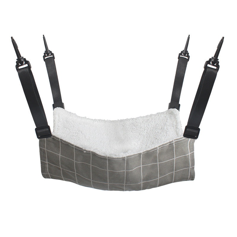Cat Cage Hammock – Adjustable Double-Sided Pet Swing Bed with Hooks(Gray check)