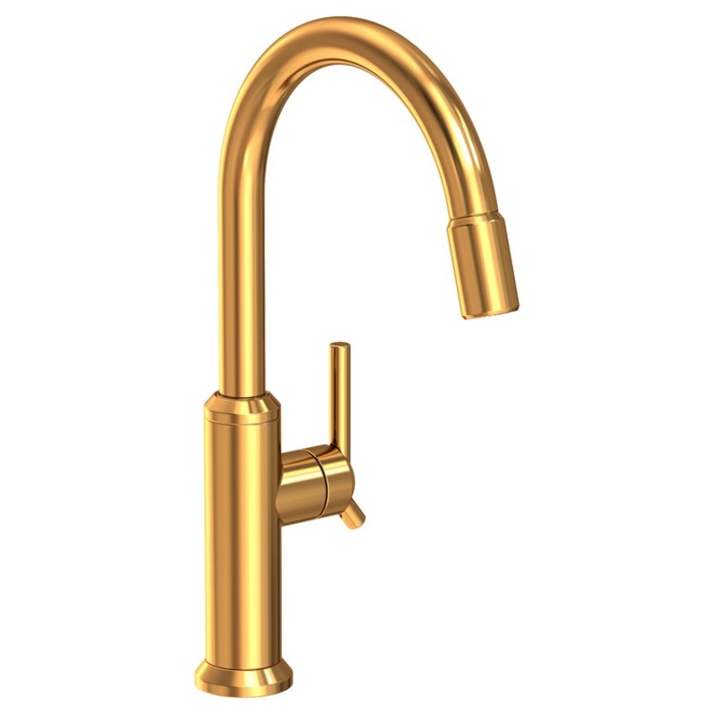 Kitchen Faucet Jeter 1 Lever ADA Aged Brass Pull Down Spout Height 10-7/9 Inch 1.8 Gallons per Minute