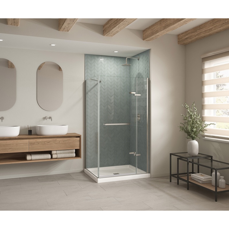 MAAX 420034-503-001-100 B3Square 4236 Acrylic Corner Right Shower Base in White with Center Drain