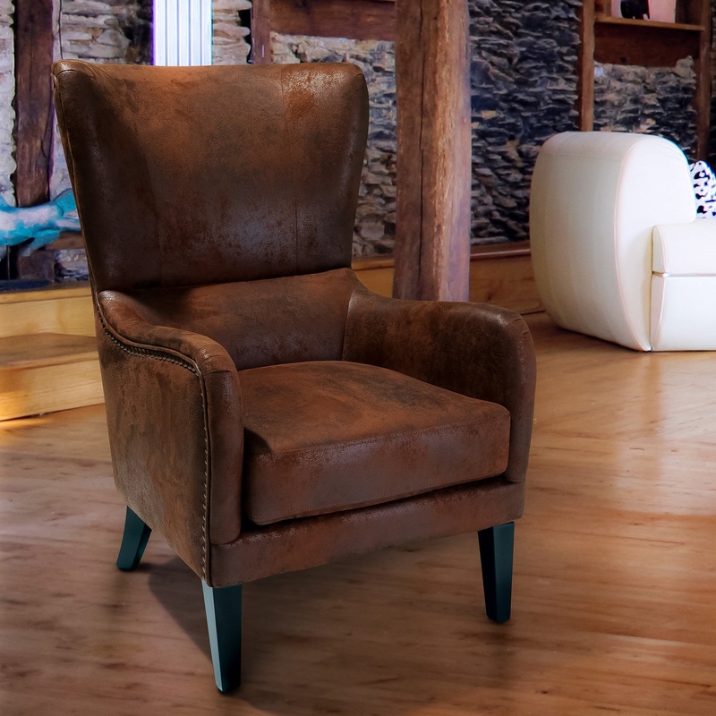 Salerno Brown Microfibre High Back Armchair