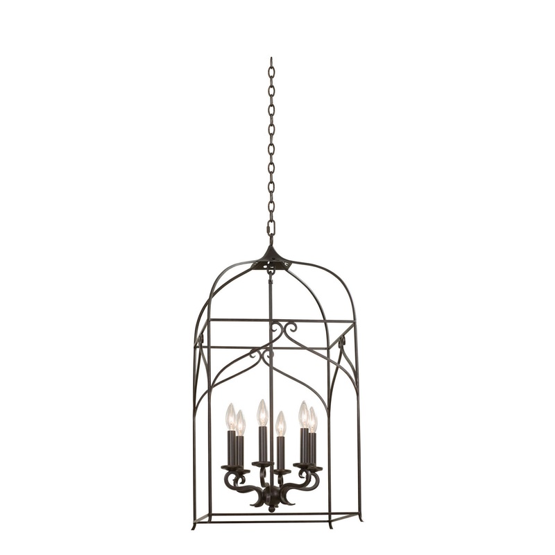 Six Light Hanging Lantern from the Somers Collection in Heirloom Bronze Finish by Kalco