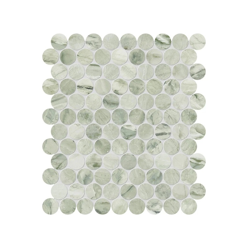1.25″ Moscato Argento Penny Round Honed Marble Mosaic 1 Sheet = .99 Sqft