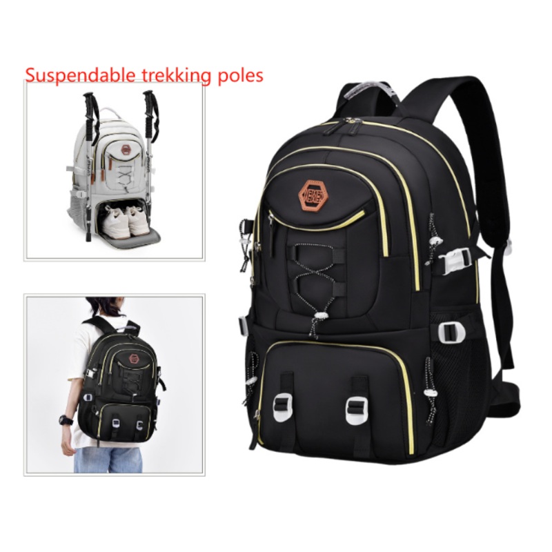 Black Stylish Large Capacity Backpack – Water-Resistant Oxford Rucksack for Travel, School & Daily Use