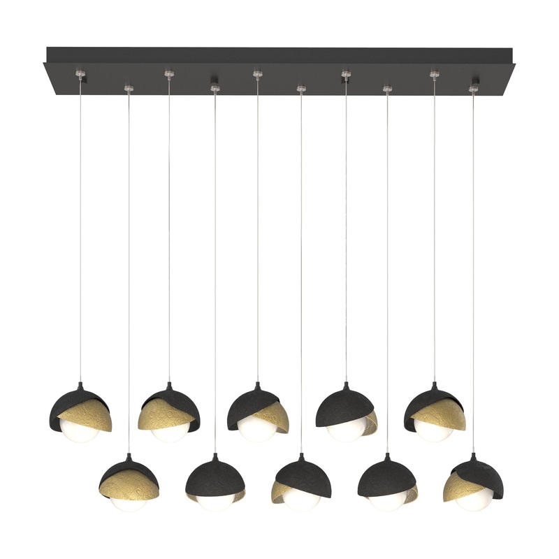 Brooklyn 10-Light Double Shade Pendant Black Modern Brass