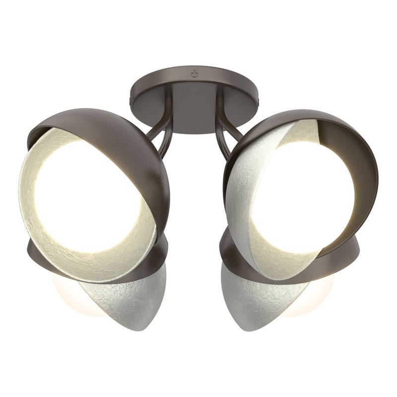 Brooklyn 4-Light Double Shade Semi-Flush Oil Rubbed Bronze Vintage Platinum