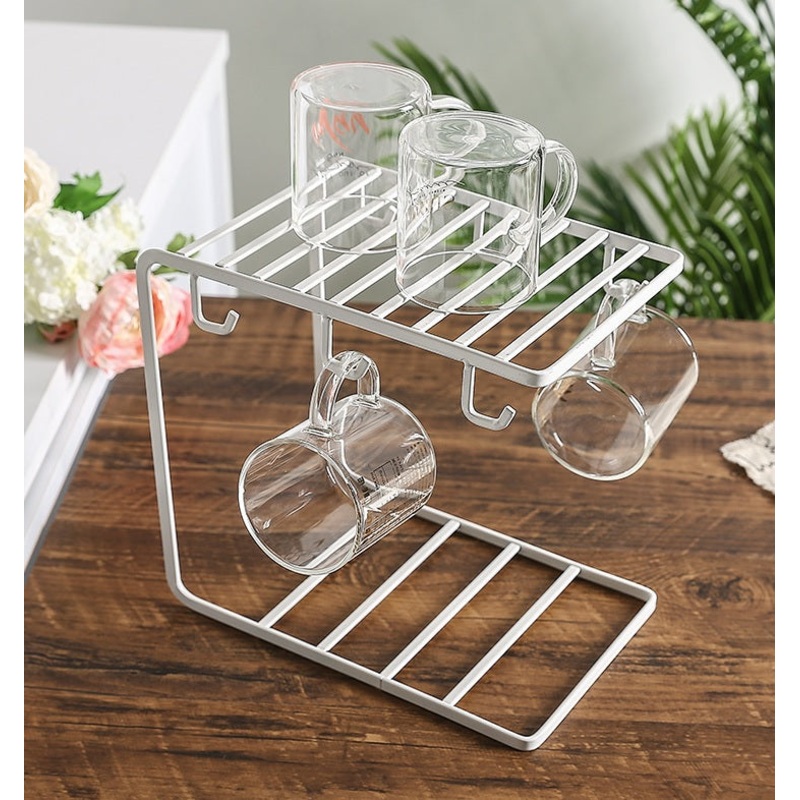 Cup Mug Holder Plate Rack Stand White