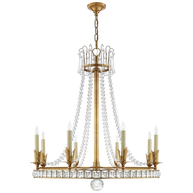 Eight Light Chandelier from the Regency Collection in Hand-Rubbed Antique Brass Finish by Visual Comfort Signature