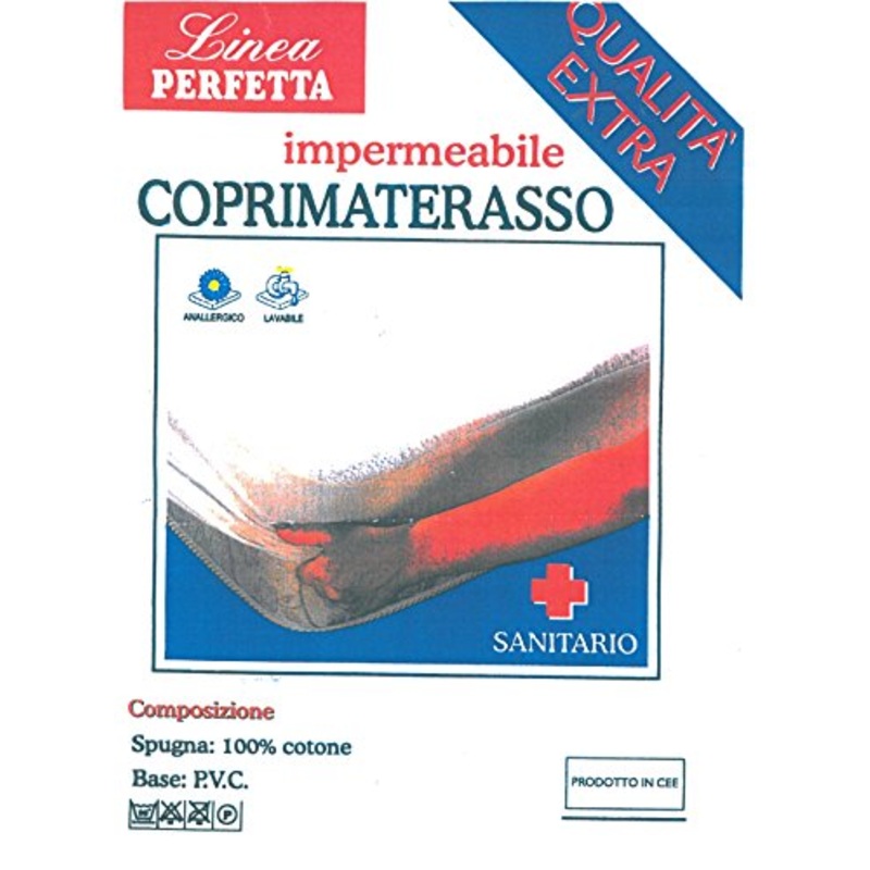 Euroricami Viterbo Coprimaterasso con Cerata Impermeabile Traversa 1 Piazza e Mezza Sanitario con Angoli 130 x 195 x 25 cm