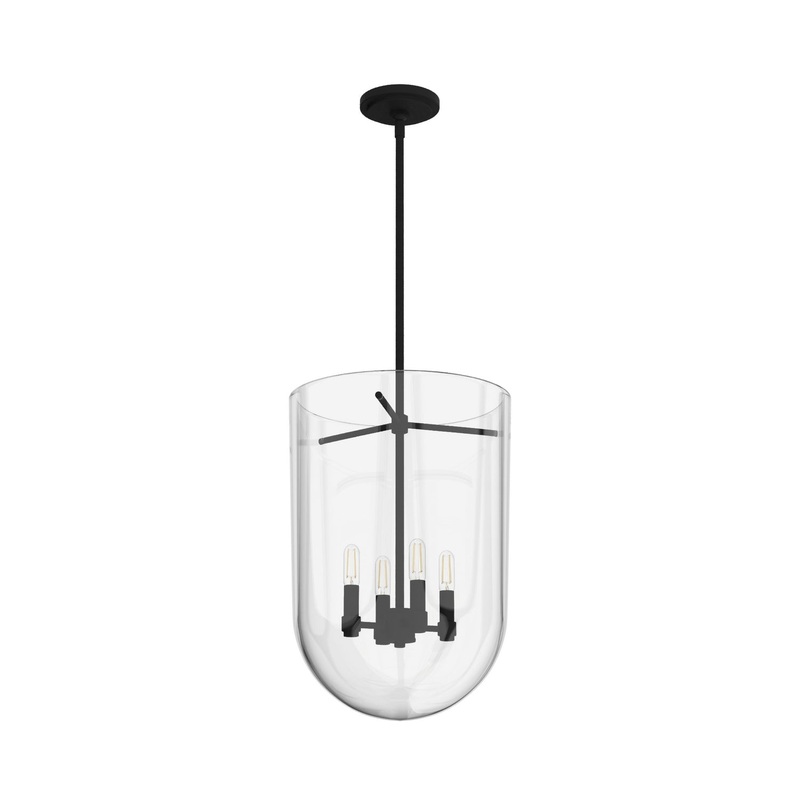 Four Light Pendant from the Sacha Collection in Natural Black Iron Finish by Hunter