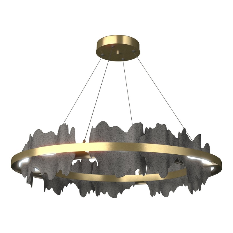 Hildene Circular LED Pendant Modern Brass Natural Iron