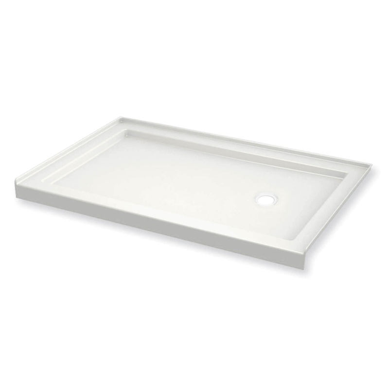 MAAX 410005-501-001-002 B3Round 6032 Acrylic Alcove Shower Base in White with Right-Hand Drain