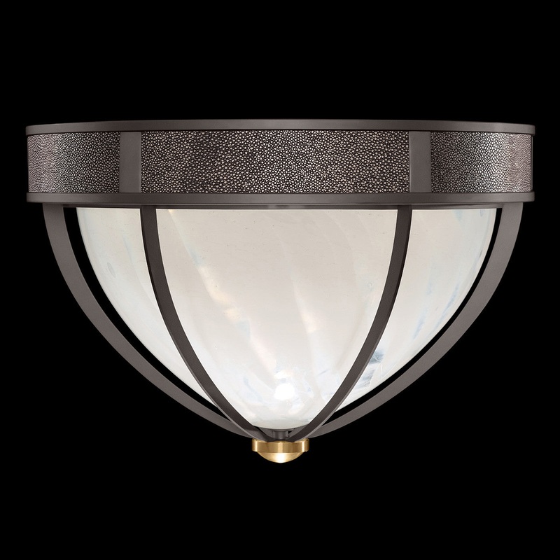 Mirage 18.75″W Round Flush Mount Midnight Steel/Brass/Pebble