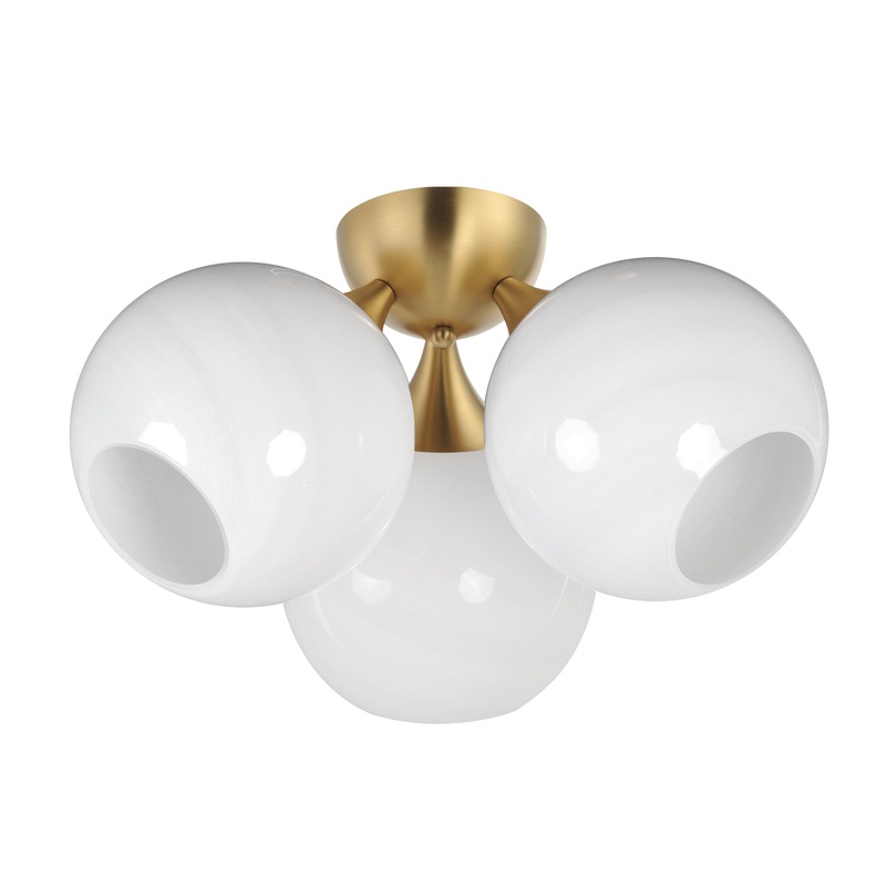 Neve 3-Light Semi Flush Natural Aged Brass