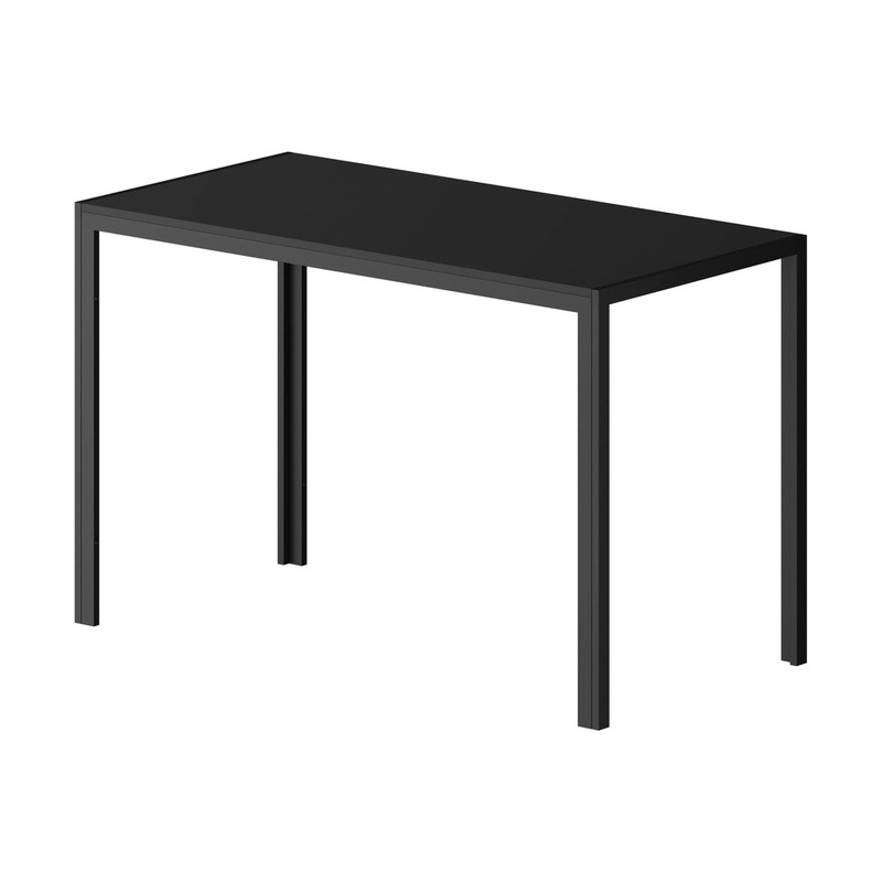 Oikiture 120cm Rectangular Dining Table with Metal Leg Black