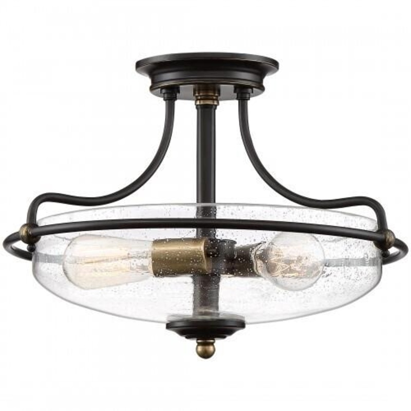 Quoizel GFC1717PN Griffin Semi flush 17″d palladian bronze Semi-Flush Mount