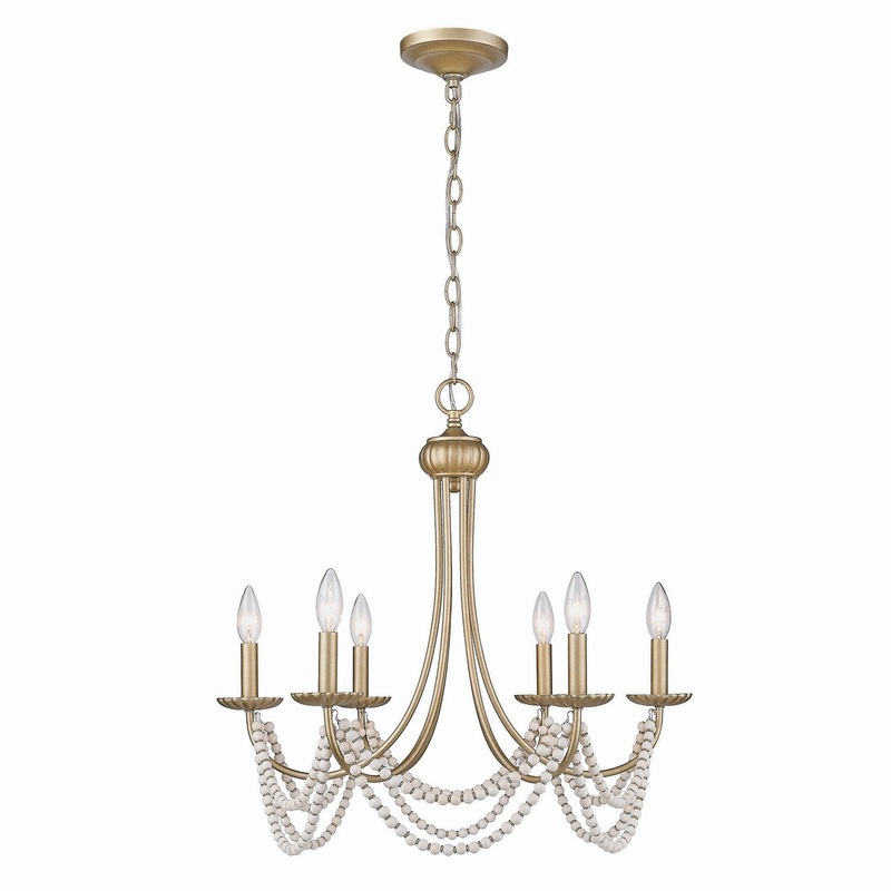 Six Light Chandelier from the Serafina Collection in Golden Aura Finish by Golden