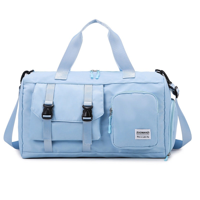 Sky-blue Holographic Gym Duffel Bag – Dry Wet Separation – Large Capacity
