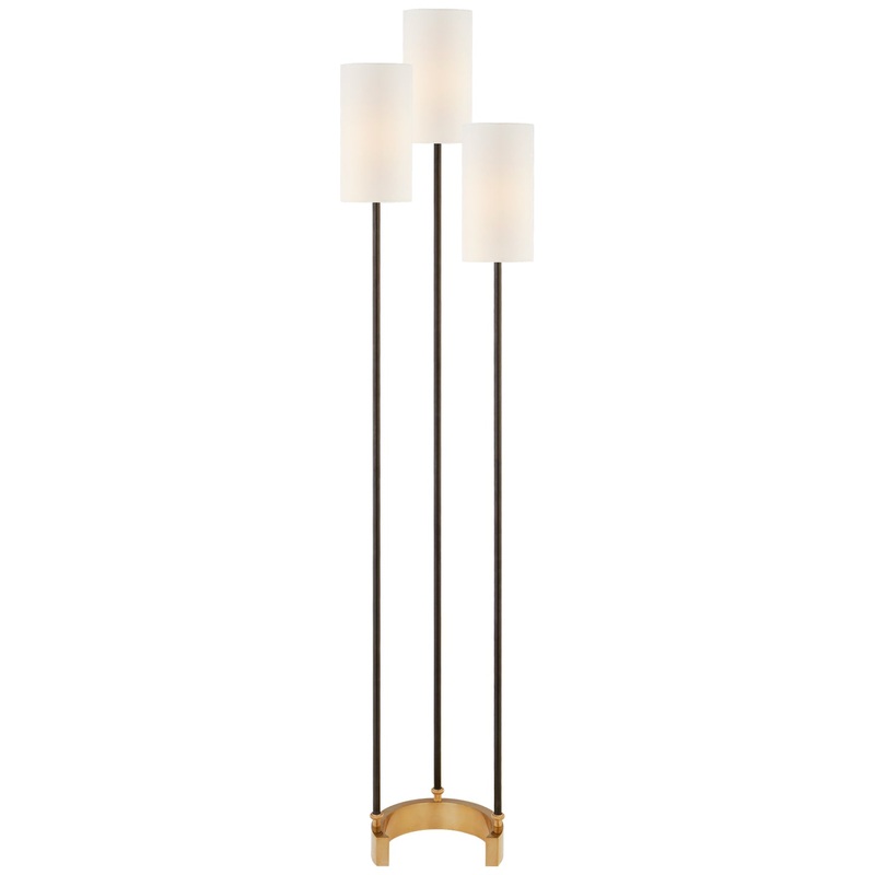 Three Light Floor Lamp from the Aimee Collection in Bronze And Hand-Rubbed Antique Brass Finish by Visual Comfort Signature
