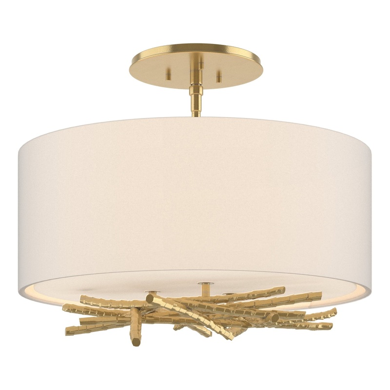 Brindille Semi-Flush Modern Brass Flax Shade (SE)