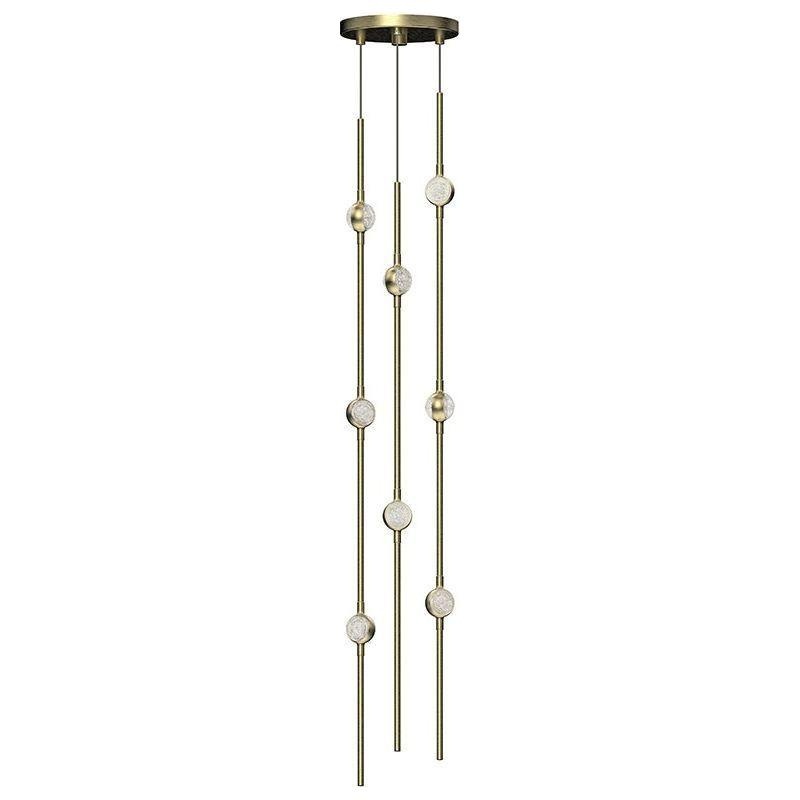 Constellation Andromeda Short 6″ Round LED Pendant Satin Brass with Clear Faceted Acrylic 3000K 20′ Adjustable Cord