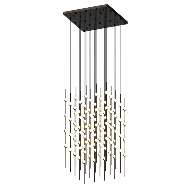 Constellation Cosmic Cube 20″ LED Pendant Espresso Black with White Optical Acrylic 2200K 20′ Adjustable Cord