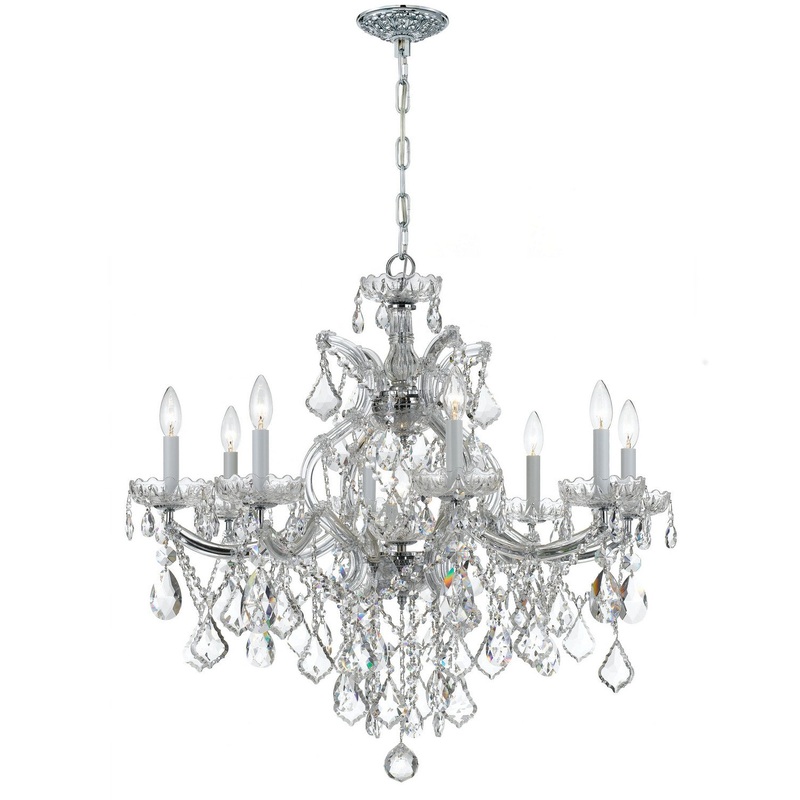 Crystorama 4409-CH-CL-S Maria Theresa Nine Light Chandelier Polished Chrome